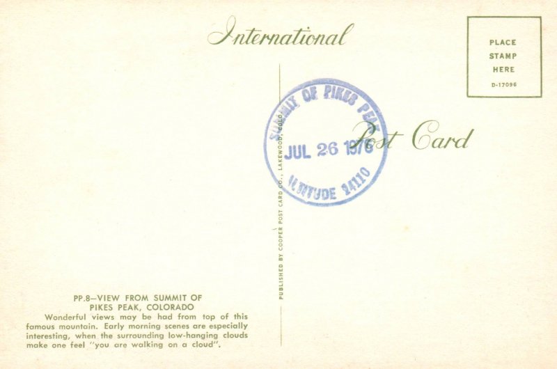 View From Summit of Pikes Peak,CO