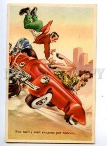 3149500 COMIC PIN-UP Traffic collision car accident vintage PC