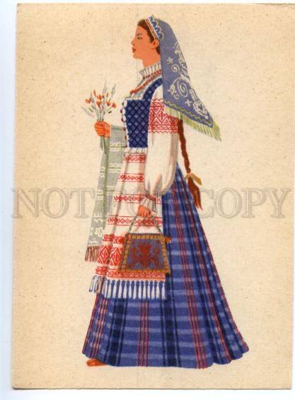 153488 LITHUANIA Folk Costume of Women KLAIPEDA old postcard