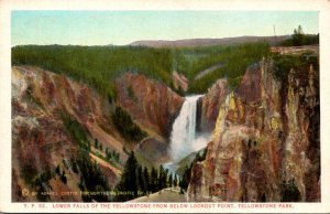 Yellowstone National Park Lower Falls Of The Yellowstone From Lookout Point C...