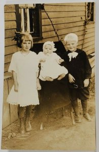 RPPC Children Sweet Girl Darling Baby and Boy With White Blonde Hair Postcard R3