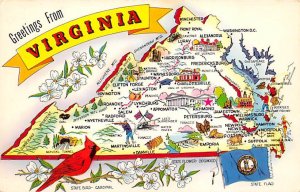 Greetings from Virginia USA Map Unused 