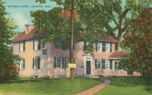 Vintage Postcard 1930's Buckman Tavern Lexington MA Rallying Place of Minuteman