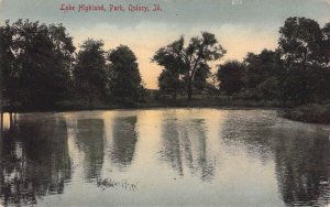 c.'09, Highland Park Lake, Great  Message, Quincy, IL, Old Post Card