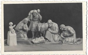 RPPC Christmas Nativity Scene Mary Joseph Baby Jesus Animals Shepherds