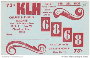 QSL KLH 6868 Charlie & Phyllis Mischke Churdan Iowa