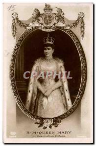 Old Postcard HM Queen Mary in Coronation dresses