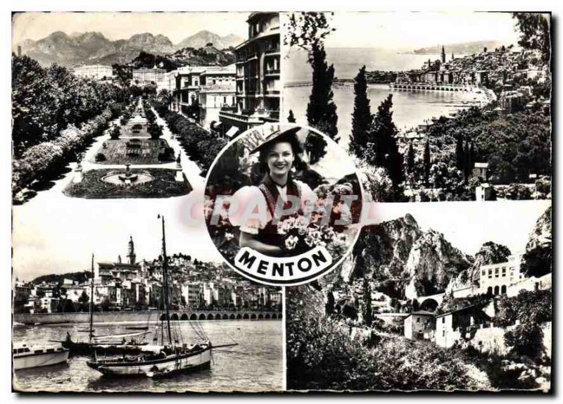 Postcard Modern M Menton Menton Garavan seen Gardens Old Town Garavan the Border