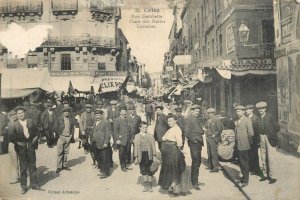 France Sète rue Gambetta place des Halles Cettoises old postcard