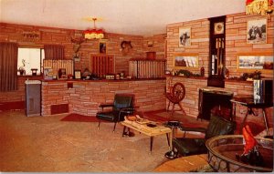 Lobby of The Flame Motel, Jackson WY Vintage Postcard M63