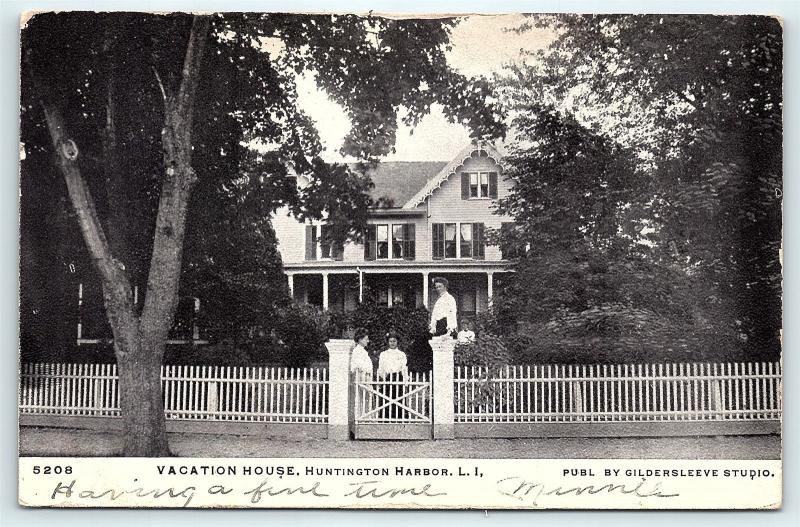 Postcard NY LI Long Island Huntington Vacation House 1907 View F07