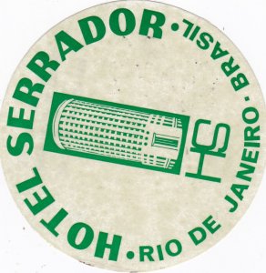 Brasil Rio De Janeiro Hotel Serrador Vintage Luggage Label sk2818