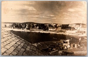 Kemijarvi Finland 1930s RPPC Real Photo Postcard Kirkonkyla Church Village View