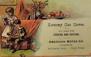 1870's-80's Economy Gas Stoves American Meter Co. Children Reading P53