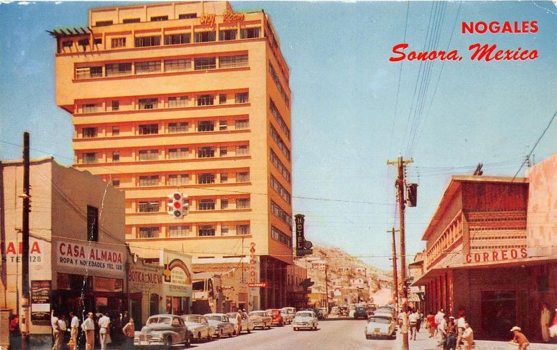 Nogale Sonora Mexico~Calle Campillo~Street Scene~Coreos~Casa Almada~50s Cars