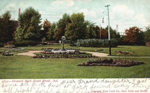 Vintage Postcard 1907 Howard Park Fountain South Bend Indiana IN Souvenir Post