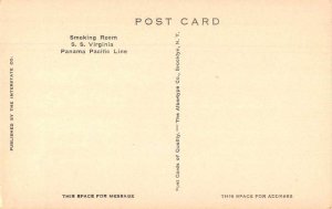 Panama Pacific Line SS Virginia Smoking Room Vintage Postcard AA8798