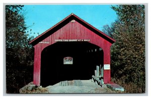Vintage 1950's Postcard Roseville Covered Bridge Big Racoon Creek Indiana