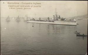 Naval Battleship Ship D30 Barcelona Spain c1910 Real Photo Postcard