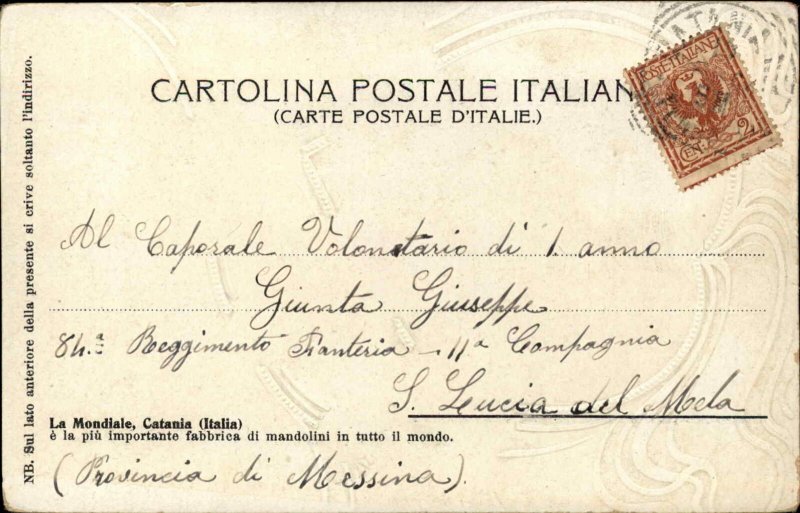 Beautiful Art Nouveau Woman & Flowers IO PENSE A TE c1905 Italian postcard