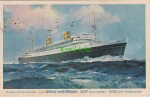 Postcard Ship TSS Nieuw Amsterdam Holland