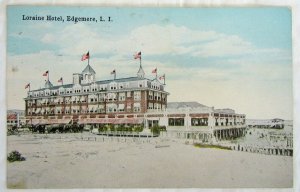 1920 LORAINE HOTEL EDGEMERE LONG ISLAND N.Y. ANTIQUE POSTCARD