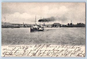 Freiburg Germany Postcard Konstanz from the Lake Steamer 1904 Antique Posted