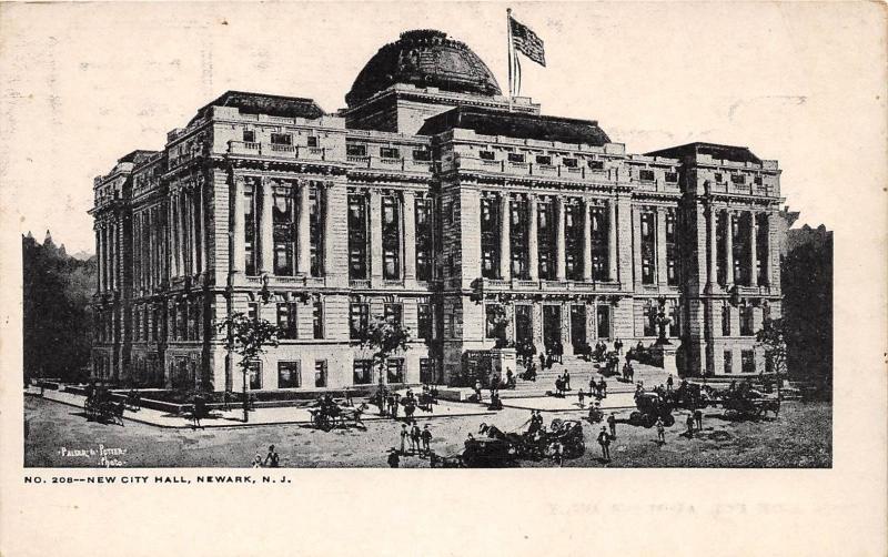 NEWARK NJ NEW CITY HALL UDB POSTCARD c1900s