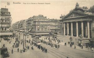 Bruxelles ( Brussels ) Belgium - Place de la Bourse et Boulevard Anspach tram