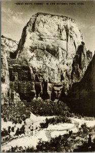 Vtg Utah UT Zion National Park Great White Throne Postcard