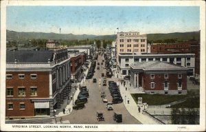 Reno Nevada NV Virginia Street Bird's Eye View Vintage Postcard