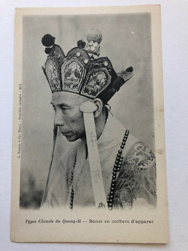 1903 Hanoi Priest with Head Dress and Beads Postcard