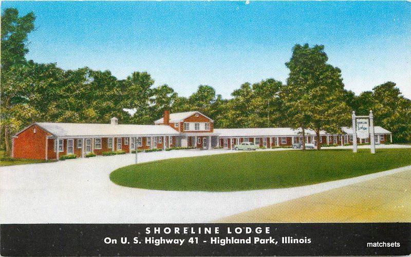 1950s Shoreline Lodge roadside Highland Park Illinois Direct Advertising 10959