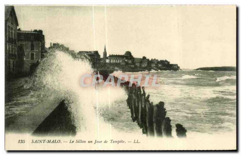 Old Postcard Saint Malo Furrow a Day Storm