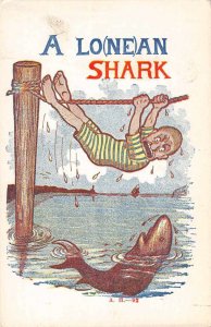 Greetings A Lo(ne)an Shark Humor Comic Vintage Postcard JE359295