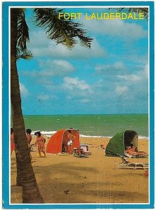 Colorful Cabanas, Fort Lauderdale Beach, Florida, 1985 Chrome Postcard