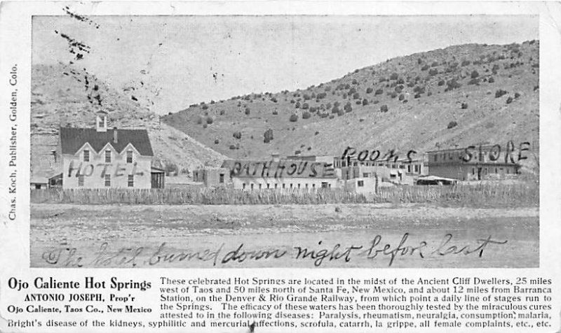 Ojo Caliente Hotel Springs Taos, New Mexico NM