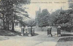 ENTRANCE TO UNIVERSITY PARK TORONTO CANADA STATION F CANCEL POSTCARD 1908