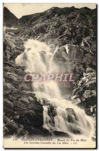 Old Postcard Hautes Pyrenees Massif Pic du Midi Les Grandes Cascades of Blue ...