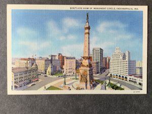 Bird's Eye View Of Monument Circle Indianapolis IN Linen Postcard H13020...