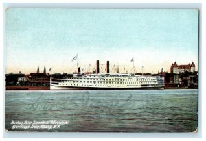 c1905s Hudson River Steamboat Adirondacks, Greetings from Albany NY Postcard