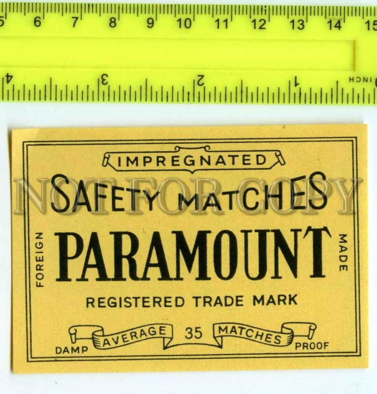 500224 PARAMOUNT Foreign made Vintage match label