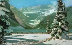 Vintage Postcard Snowy Winter Blanket Lake Louise Banff National Park Rockies