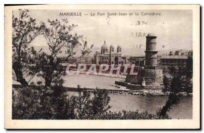 Postcard Old Marseille Fort St John and the Cathedral