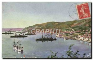 Old Postcard Villefranche Bay Ships