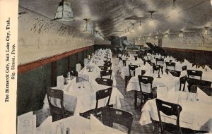 Salt Lake City Utah Bismarck Cafe, Interior, Color Lithograph Vintage PC U7105