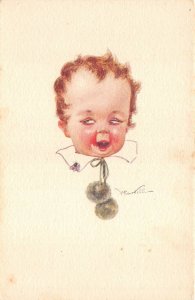 Lot226 v castelli artist signed postcard italy baby boy and a fly