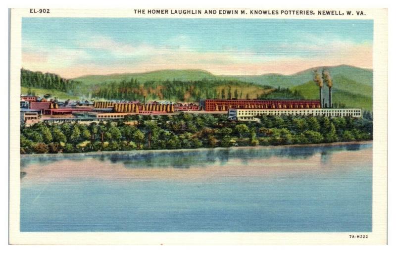 Laughlin and Knowles Potteries, Newell, WV Postcard *5F2