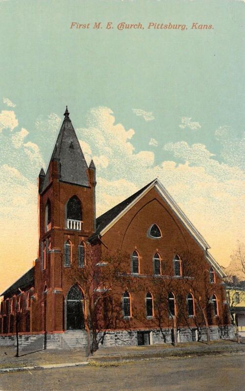 Pittsburg Kansas~First Methodist Episcopal ME Church~1908 Postcard 