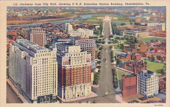 Parkway From City Hall Showing P R R Suburban Station Building Philadelphia P...